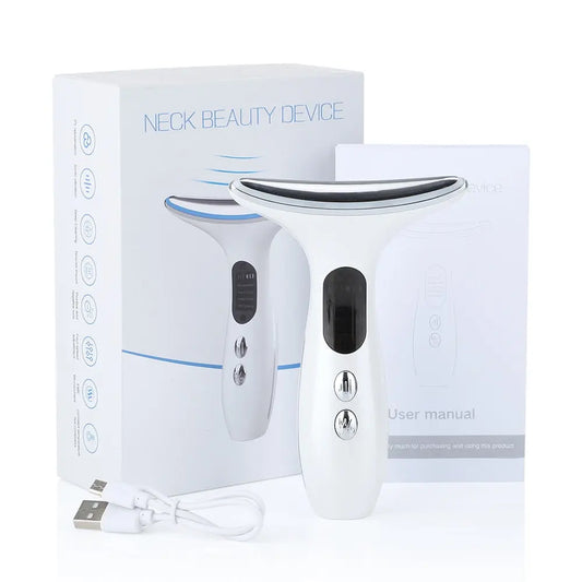 EMS Face Neck Beauty Device 3 Colors LED Photon Therapy Skin Tighten 4 Modes Reduce Double Chin Anti Wrinkle Remove Skin Care GlowingShell